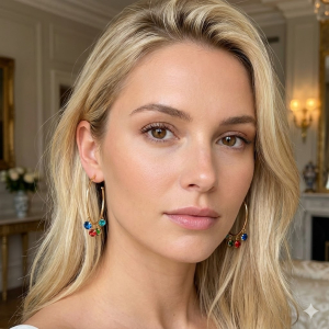 Brinco Argola Com Pontos de Luz Colorido Folheado A Ouro