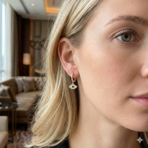 Brinco Argola Olho Grego Cravejado Micro Zircônia Folheado A Ouro