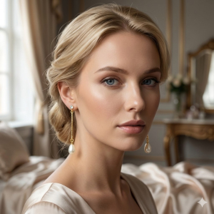 Brinco Ponto de Luz Com Pérola Pendurada Folheado A Ouro