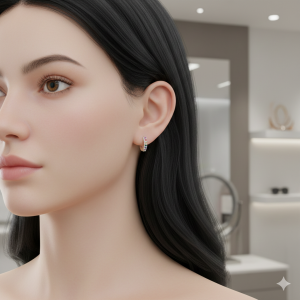 Brinco Argola Click Cravejado Microzircônia Colorida Prata PP