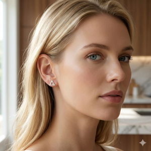 Brinco Geométrio Triângulo Prata M