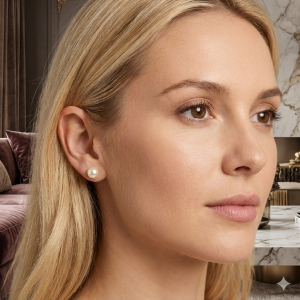 Brinco Pérola Achatada Folheado A Ouro M