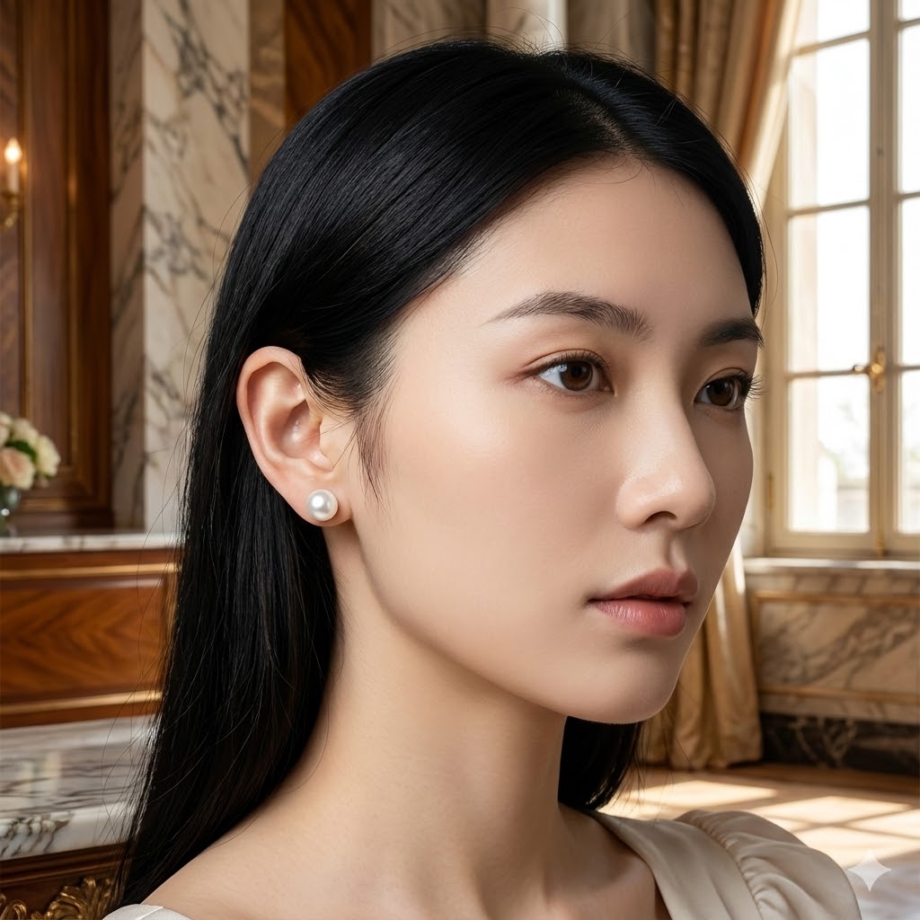 Brinco Pérola Achatada Folheado A Ouro G