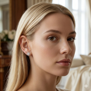 Brinco Estrela Cravejado Microzircônia Folheado A Ouro G