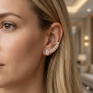 Brinco Ear Cuff Zircônia Cristal Folheado A Ouro