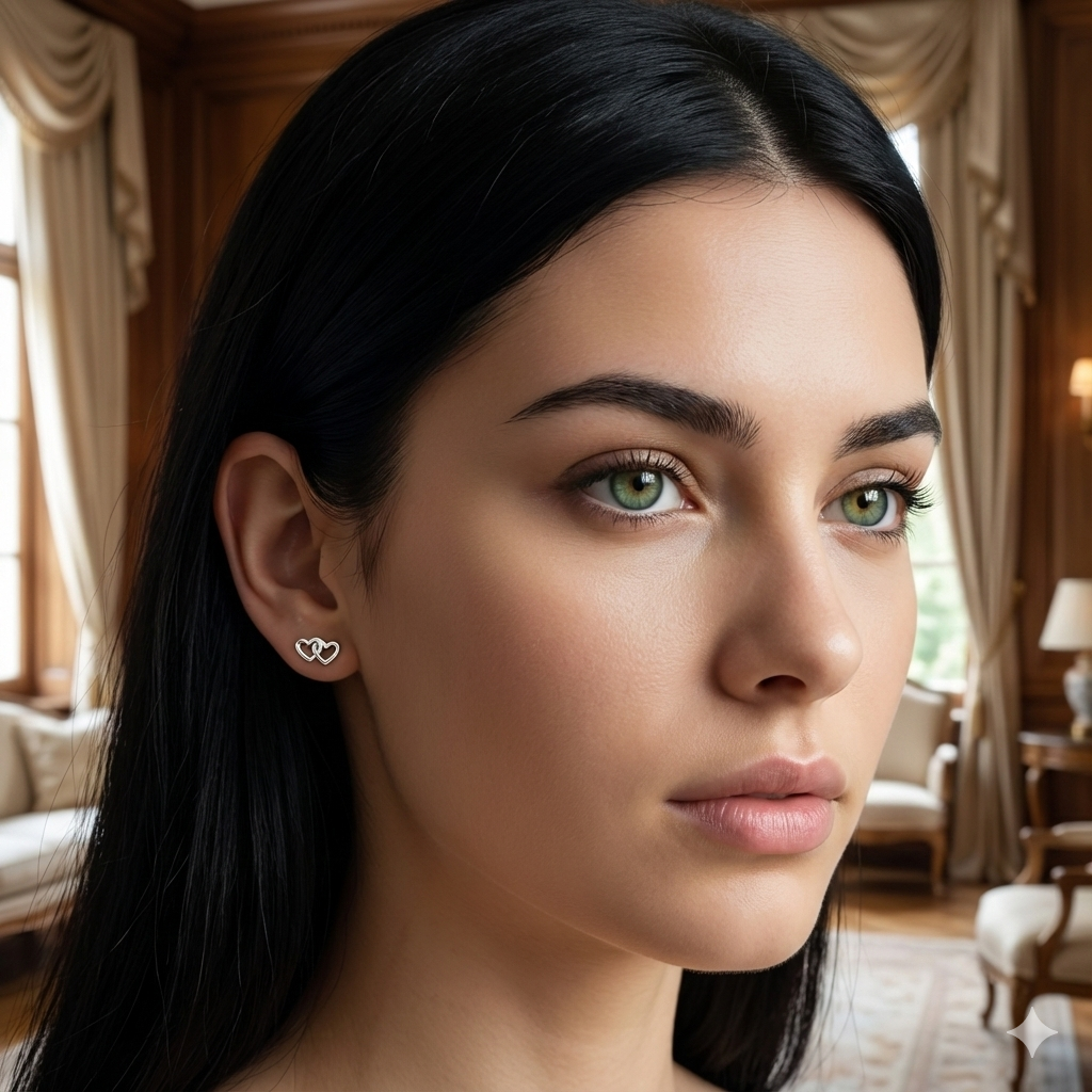 Brinco Coração Duplo Vazado Prata P