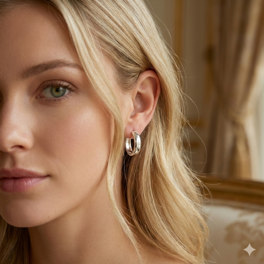 Brinco Argola Larga Lisa Prata