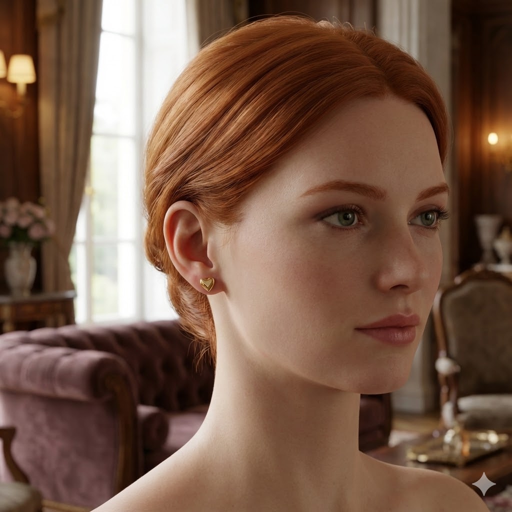 Brinco Coração Liso Folheado A Ouro M