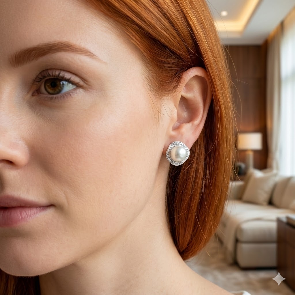 Brinco Pérola Cravejado Microzircônia Prata