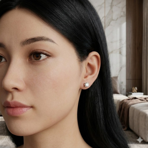 Brinco Ponto de Luz Cristal Tarraxa Baby Prata 1mm