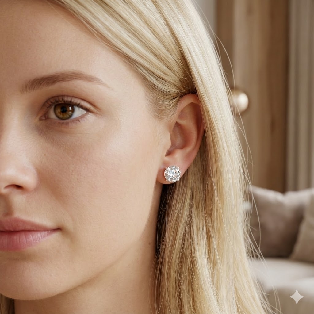 Brinco Ponto de Luz Prata 7mmxPrata 7mm diâmetro