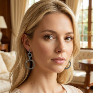 Brinco Círculos Vazados Cravejado Marcassita Prata