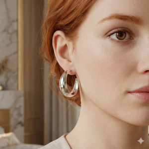 Brinco Argola Larga Ródio Branco