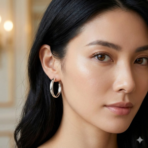 Brinco Argola Larga Liso Ródio Branco