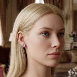 Brinco Formato Coração Rosa Bebê Ródio Negro