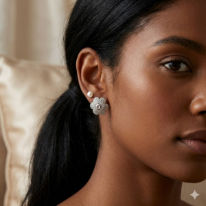 Brinco Pérola com Tarracha Pérola Cravejada Micro Zircônia Ródio Branco