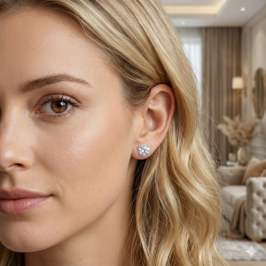 Brinco Ponto de Luz Cristal Ródio Branco 7mm