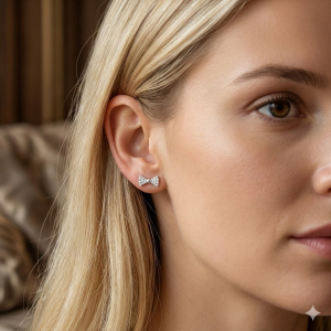 Brinco Lacinho Cravejado Micro Zircônia Ródio Branco