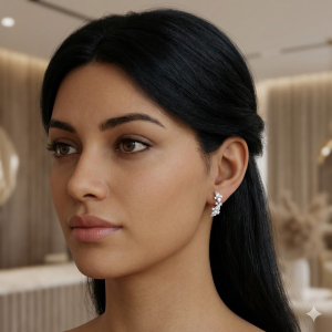 Brinco Earcuff Cravejado Zircônia Ródio Branco