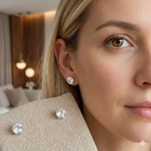 Brinco Ponto de Luz Cristal Ródio Branco 3mm