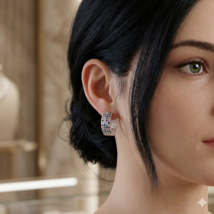 Brinco Argola Cravejado Micro Zircônia Colorido Ródio Branco