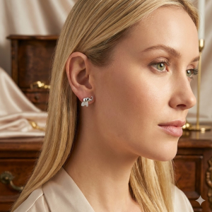 Brinco Elefante Cravejado Micro Zircônia Ródio Branco