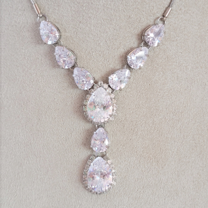 Colar Elo Rabo de Gato Dulce Maria Cristal Ródio Branco 40cm + Extensor