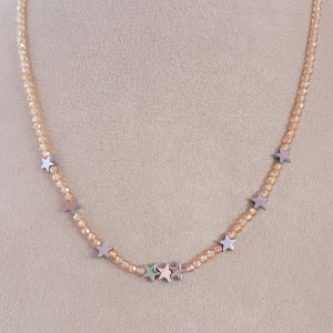 Colar / Corrente Cristais Com Estrelas 40cm