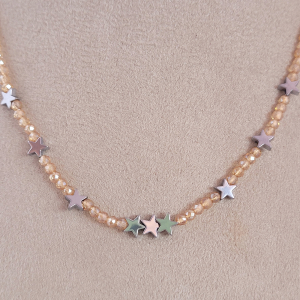 Colar / Corrente Cristais Com Estrelas 40cm