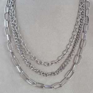 Colar / Corrente Mix Ródio Branco 50cm