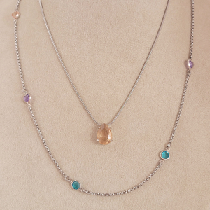 Colar Duplo Meg Ródio Branco