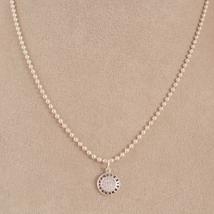Corrente / Colar Elo Bolinha Com Pingente Redondo Pandora Prata 2mm 45cm