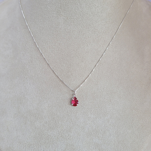 Corrente / Colar Elo Veneziana Com Pingente Gota Pink Prata 1mm 50cm