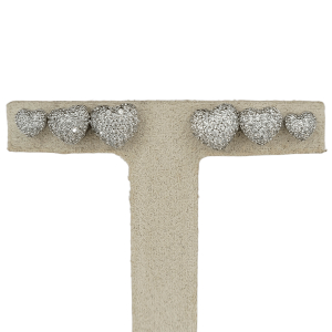 Trio Brinco Coração Cravejado Microzircônia Ródio Branco