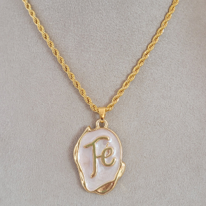 Colar Cordão Baiano Com Pingente Fé Madrepérola Verniz Italiano 30cm + Extensor