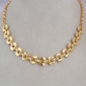 Choker Elo Hexagonais Verniz Italiano 40cm + Extensor