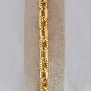 Pulseira Elo Oval Liso e Texturizado Verniz Italiano 17cm + Extensor