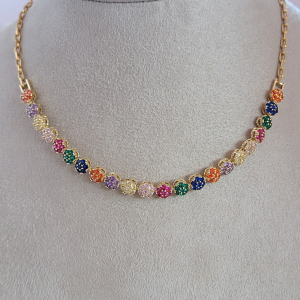 Colar Florzinha Microzircônia Colors Verniz Italiano 40cm + Extensor