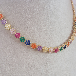 Colar Florzinha Microzircônia Colors Verniz Italiano 40cm + Extensor