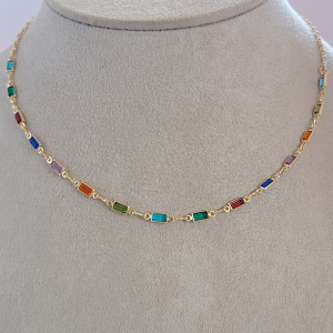 Colar / Corrente Colorida Folheado A Ouro 40cm + Extensor