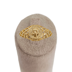 Anel Telado São Bento Folheado A Ouro nº22