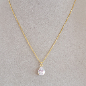 Conjunto Elo Veneziana Ponto de Luz Gota Folheado A Ouro 40cm