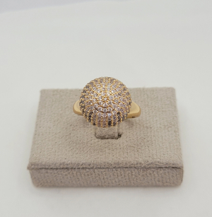 Anel Esfera Cravejado Microzircônia Folheado A Ouro nº 20