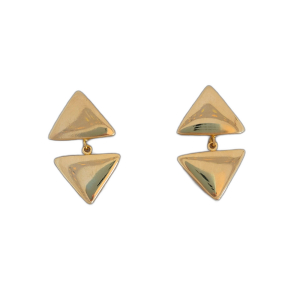 Brinco Triângulo Duplo Liso Folheado A Ouro