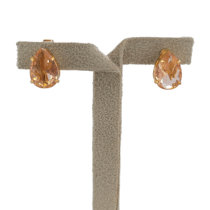 Brinco Pressão Gota Morganita Folheado A Ouro