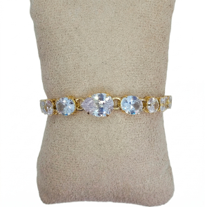 Pulseira Cristal Fecho Gravata Verniz Italiano Ajustável