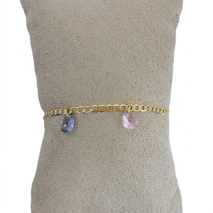 Pulseira 3 Gotas Coloridas Folheada A Ouro