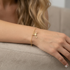 Pulseira Elo Português Beija-Flor Folheada A Ouro 18cm + Extensor