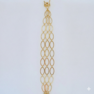 Pulseira Tripla Oval Folheada A Ouro