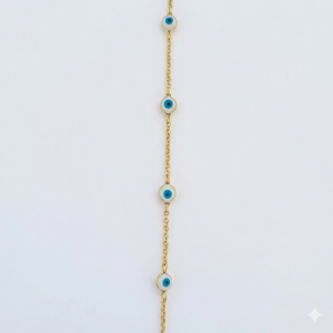 Pulseira Olho Grego Folheada A Ouro 18cm + Extensor